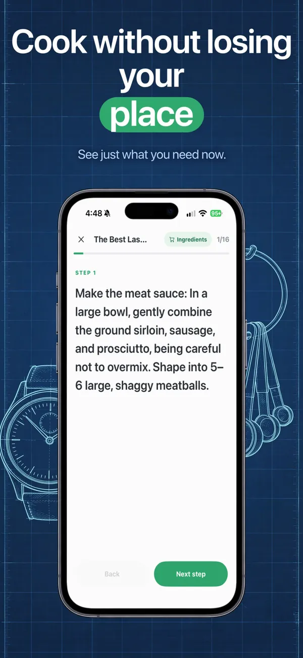 Safe Snacker in the Blueprint grid look: Cook without losing your place