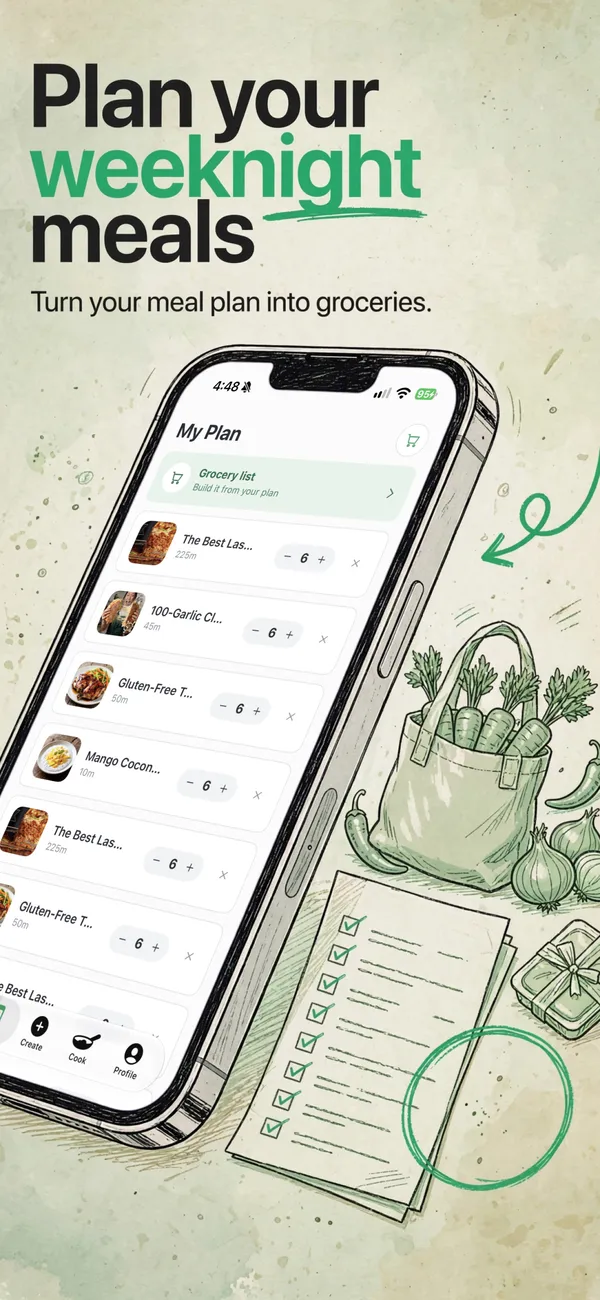 Safe Snacker in the Hand drawn look: Plan your weeknight meals