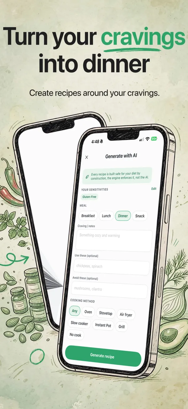 Safe Snacker in the Hand drawn look: Turn your cravings into dinner